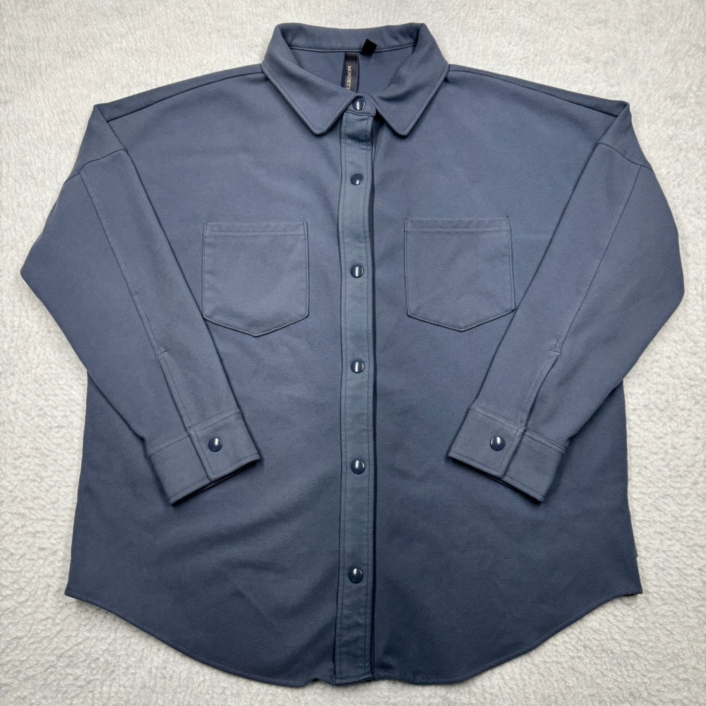 Mondetta Cozy Fleece Shirt Jacket Shacket Button-Up‎ L/S Blue Women's Size XL